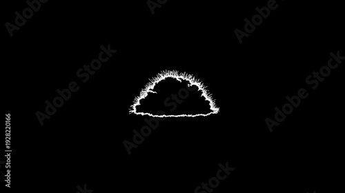 Dynamic white glowing energy arc with light particles on black background, abstract futuristic electric discharge effect