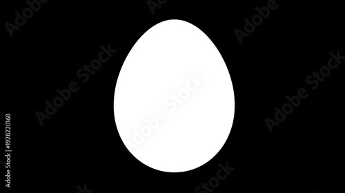 Simple White Egg Shape on Black Background, Minimalist Graphic Element for Food, Breakfast, Easter, and Natural Concepts