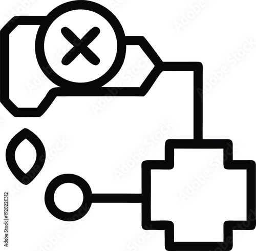 Disconnected Data Flow Icon with Cross Mark Indicating System Error or Failure
