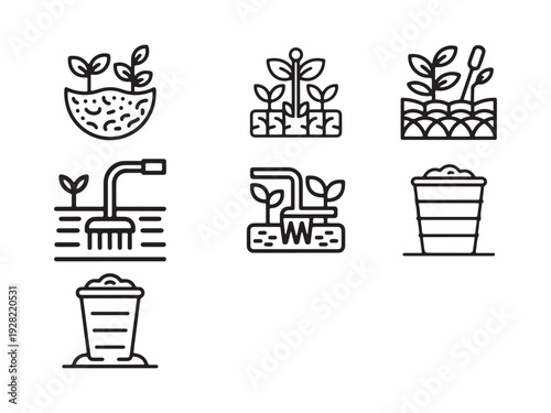 Gardening and agriculture icon set