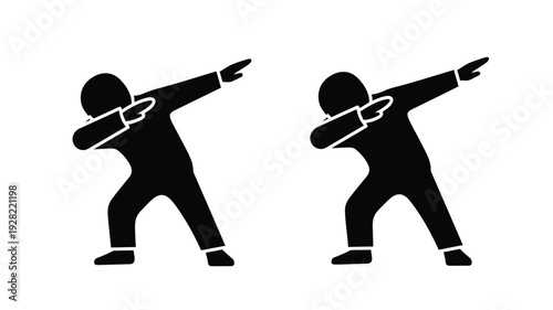 Two figures dabbing in a simple black silhouette