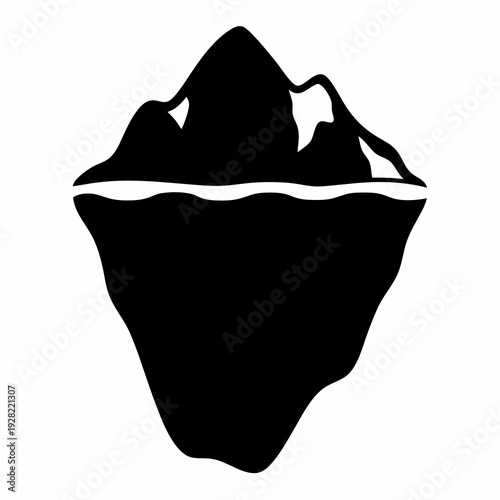 Monochromatic abstract iceberg or mountain range with large unseen portion illustration