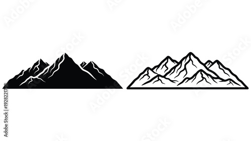 Two mountain ranges depicted in contrasting black and white silhouette
