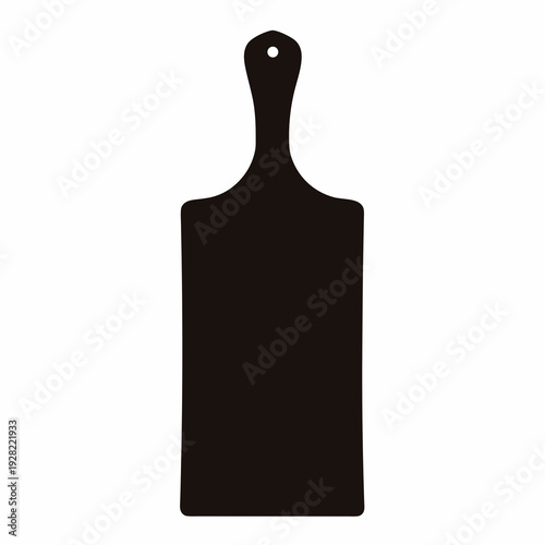 Black silhouette of a rectangular cutting board with a handle and hole