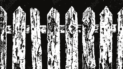 old rustic wooden fence with vertical planks and peeling paint texture, vintage outdoor barrier