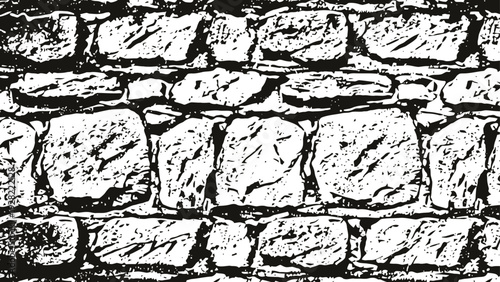 black and white stone wall texture rough uneven stacked rocks pattern rustic vintage masonry background for design