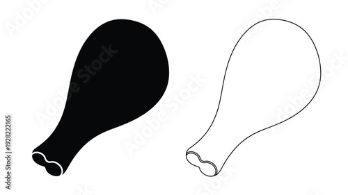 A dark and light depiction of a chicken leg silhouette