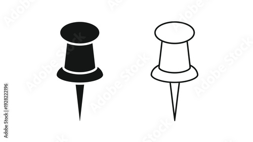 Two push pins one black and one white shown as a silhouette