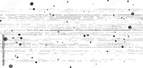 Black circular ink blots and horizontal lines on white textured background circles