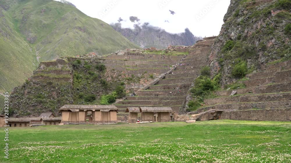 custom made wallpaper toronto digitalTourists exploring Ollantaytambo Archaeological Site, a major Inca ruin and popular attraction in the Sacred Valley