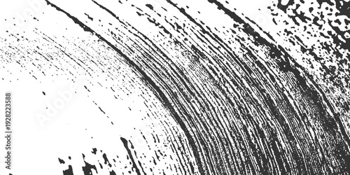 Black ink streaks and splatters on white background abstract texture paint