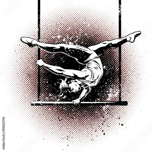 Trapeze Artist in Striking Pose - A Display of Strength and Grace.
