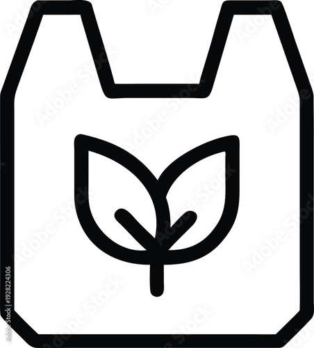 Eco friendly recyclable shopping bag with green leaves symbol for sustainable organic products