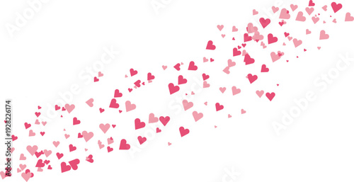 Abstract red hearts on white background in a romantic Valentine love design