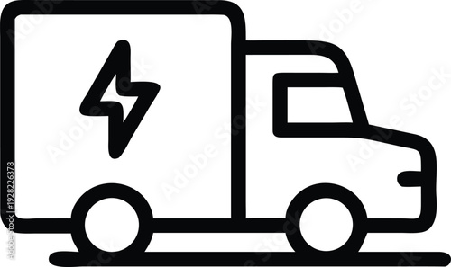Electric delivery truck with a lightning bolt symbol for sustainable transport
