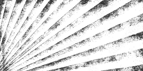 Black and white sunburst pattern with grunge texture abstract background