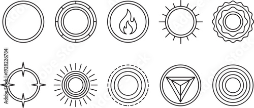 Minimal line aura icons set flat design energy spiritual glow vector illustration scalable vector art design editable vector graphic