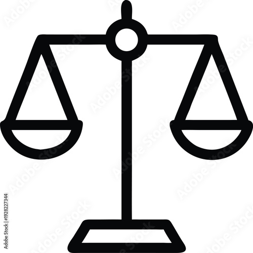 Elegant Minimalist Outline Icon Depicting Balanced Weighing Scales Symbolizing Justice and Fairness