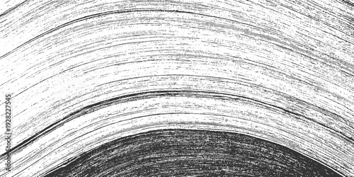 Black and white abstract textured background with curved lines and grainy detail pattern
