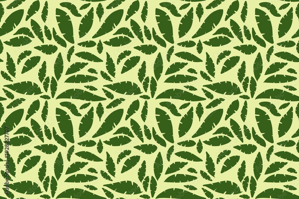 Fototapeta premium Vintage nature art features a seamless floral pattern with green leaves and branches for a decorative spring wallpaper illustration