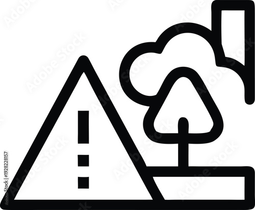 Environmental warning symbol showing pollution impact and deforestation risks to our planet
