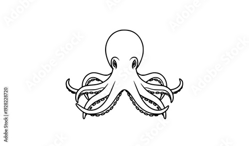 Simple clean line art octopus vector illustration editable stroke isolated on transparent background