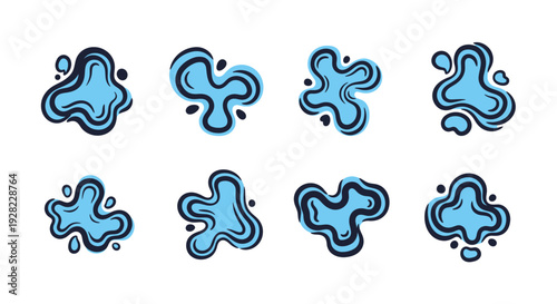 Water splash vector set. Liquid drops collection.