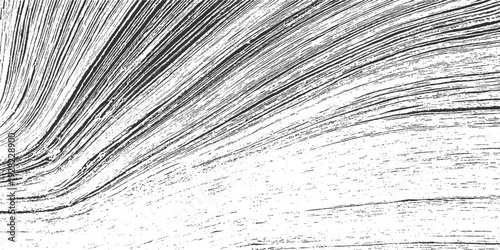 Black and white abstract texture with flowing curved lines and speckles background