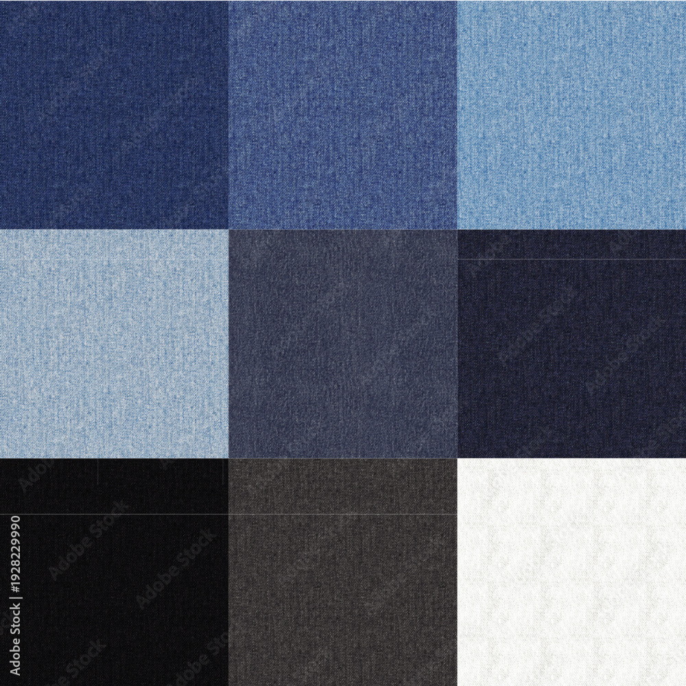 Fototapeta premium Seamless Realistic Denim Texture Pattern Fills for Adobe Illustrator – Multiple Washes