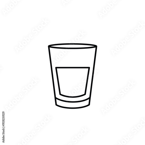 Simple Outline Icon of a Glass with a Line Inside