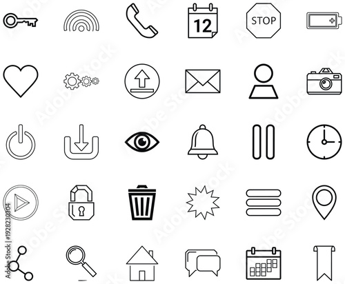 Collection of Line Icons for Web and App Design