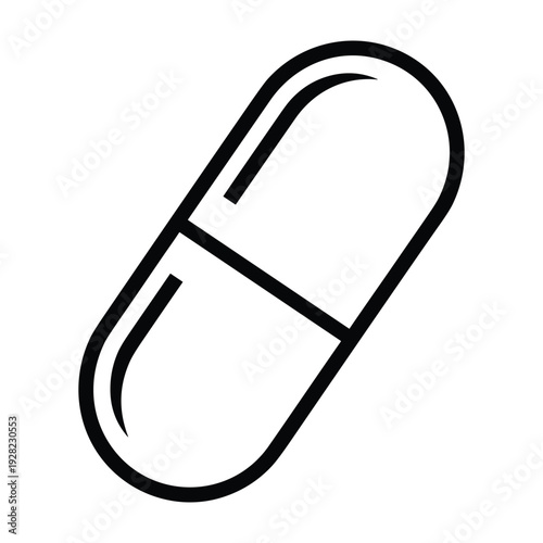 Simple Capsule Icon Outline on White Background