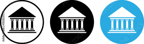 Bank building icon set in modern style