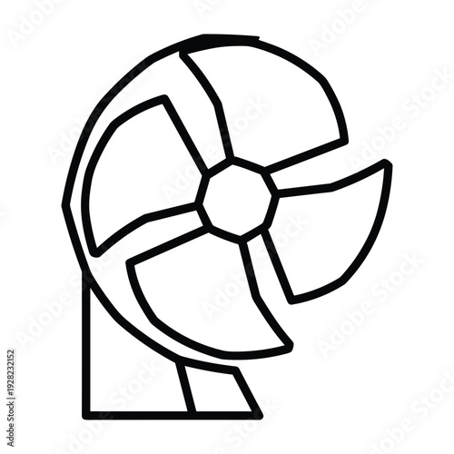 Simple line art icon of a fan on a white background