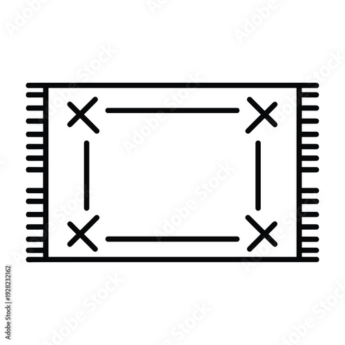 Rug icon with corner markings, vector illustration