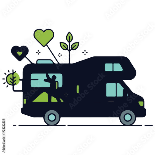 Modern Campervan Illustration Vector Design for Travel and Adventure