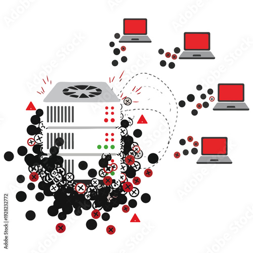 Server Breakdown Vector Illustration Data Center Failure