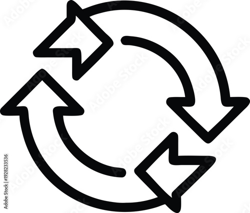 Four Interconnected Circular Arrows Icon Symbolizing a Never Ending Process or System Flow