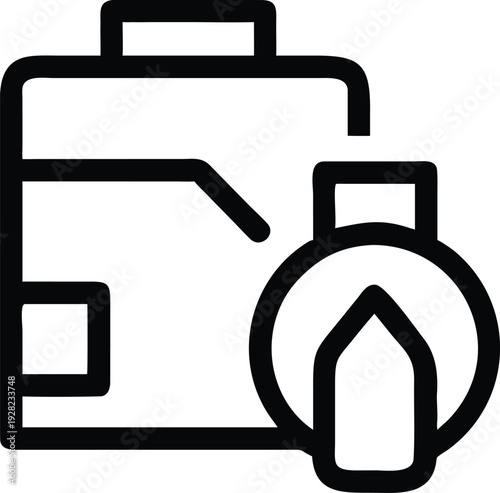 Fuel container with a small flame symbol for energy and power