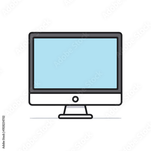 Modern Flat Computer Monitor Icon Vector Illustration