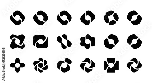 Abstract Vortex Shapes Collection, Black Design Elements