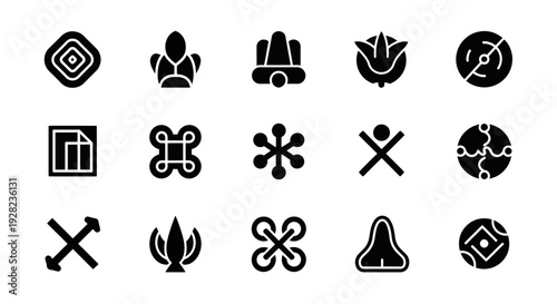 Adinkra symbols set. African symbols in black color.