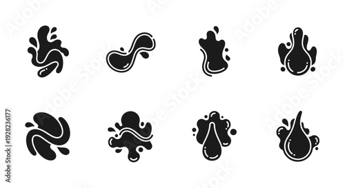 Black ink blots vector design elements set