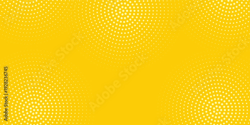 Yellow Halftone Dotted Gradient Background With Retro Comic Texture.