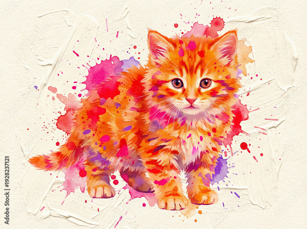 Naklejka premium orange caf watercolor splatter