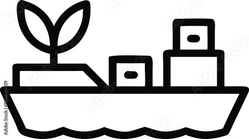 Green cargo ship transporting goods for sustainable global logistics with ecological responsibility