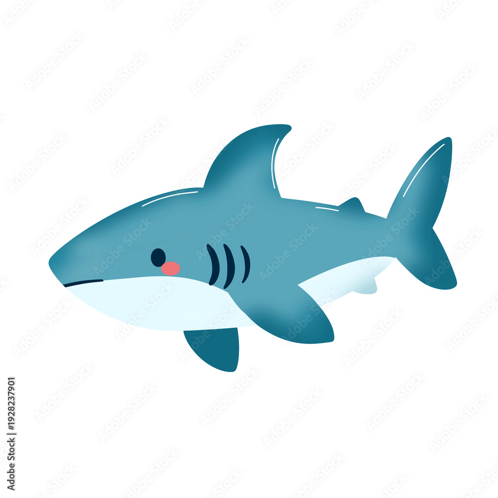 Fototapeta premium shark cartoon isolated on white