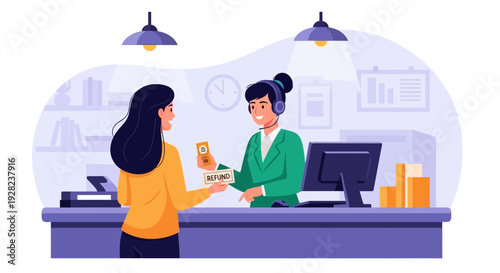 Woman handing card to female cashier.