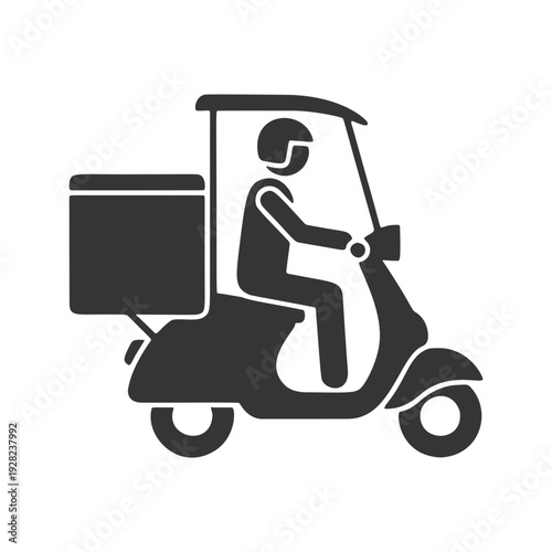 デリバリーバイクに乗った人物のシルエットアイコン