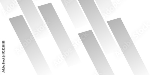 A seamless geometric illustration of a white picket fence on a white background featuring a gray 3d vector pattern and abstract square design elements for a clean business backdrop template